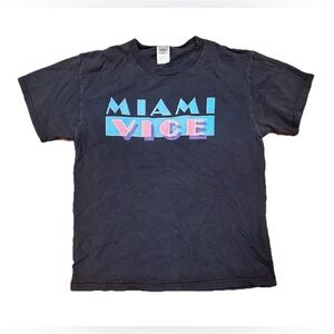 Miami Vice Shirt Men's Medium Black Delta Pro Weight Retro 80s‎ TV Show Graphic